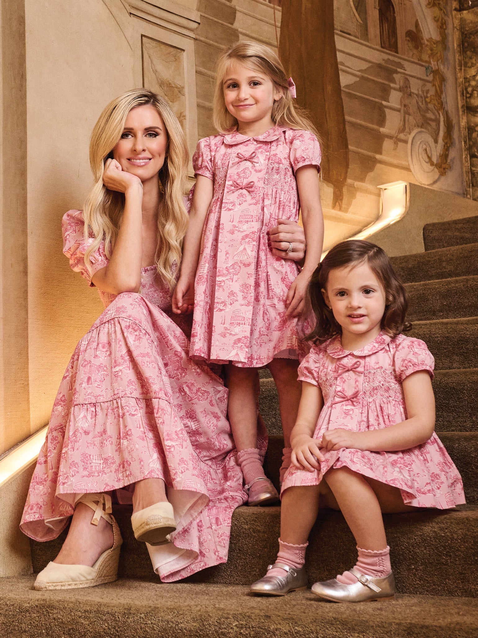 Nicky Hilton x La Coqueta Pink Toile de Jouy London Women Long Dress
