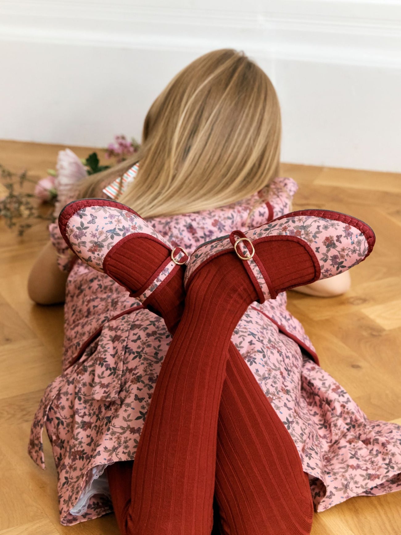 Flabelus x La Coqueta Girl Pink Floral Mary Jane Shoes