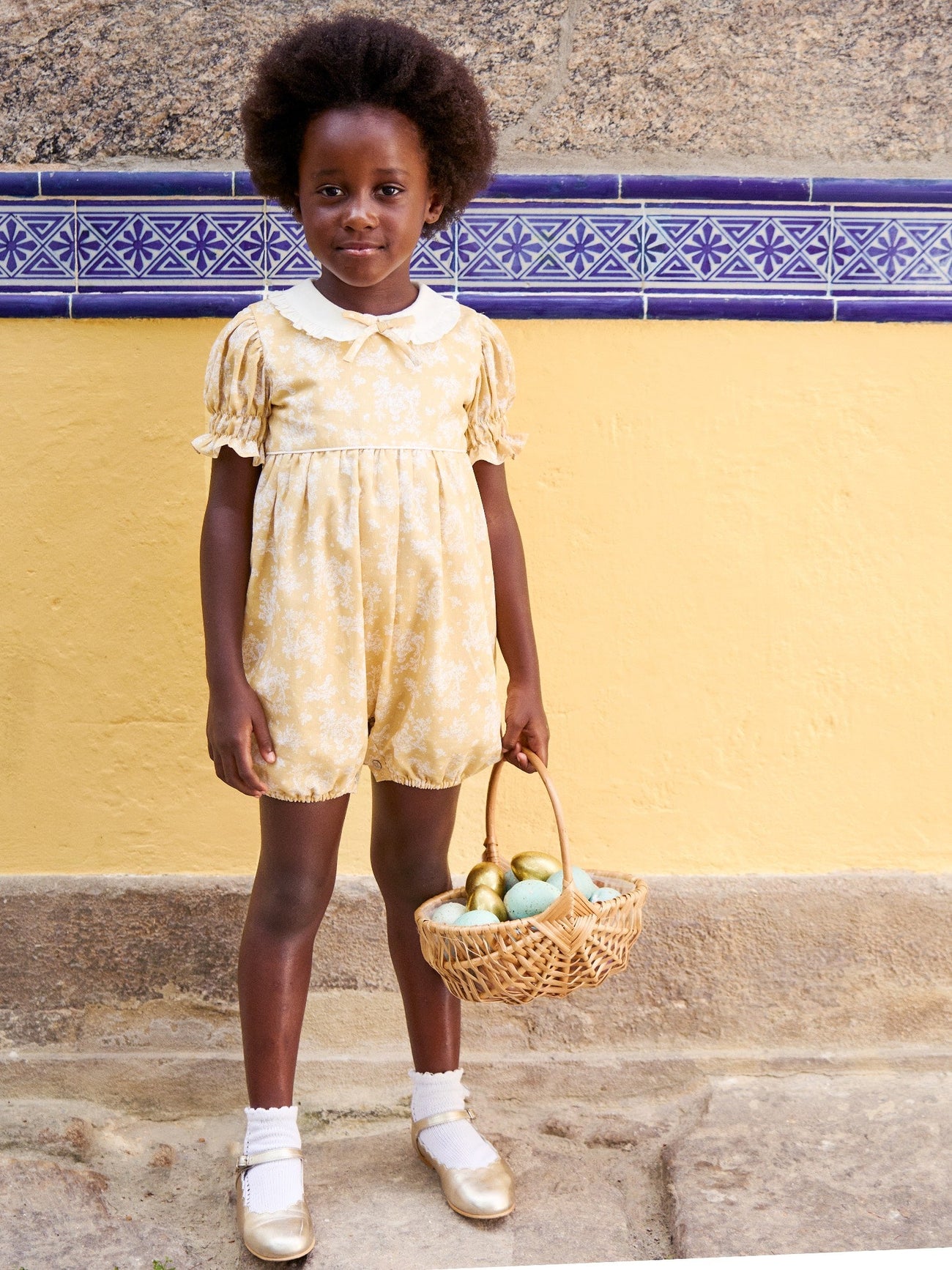 Yellow Toile Abril Baby Girl Romper