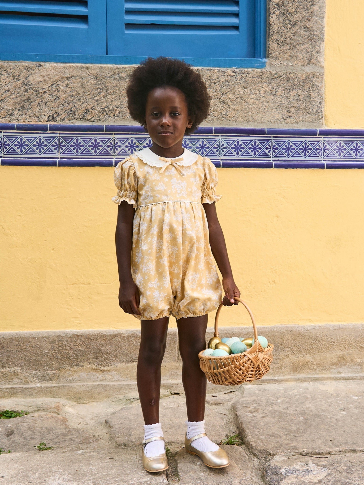 Yellow Toile Abril Baby Girl Romper