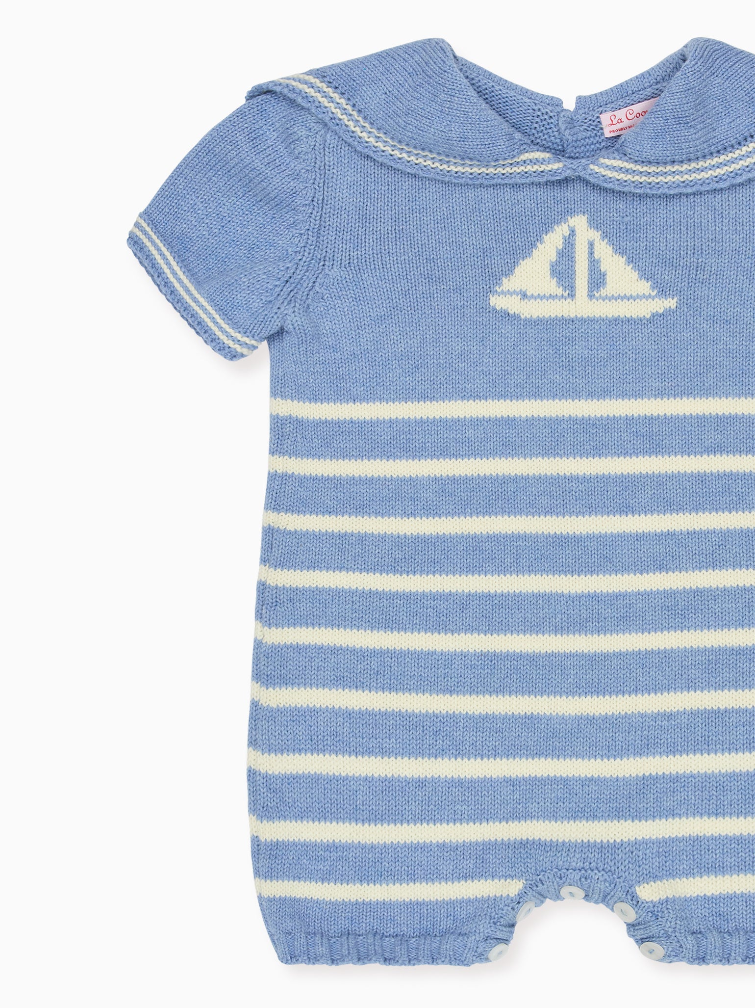 Blue Adrin Cotton Baby Knitted Playsuit