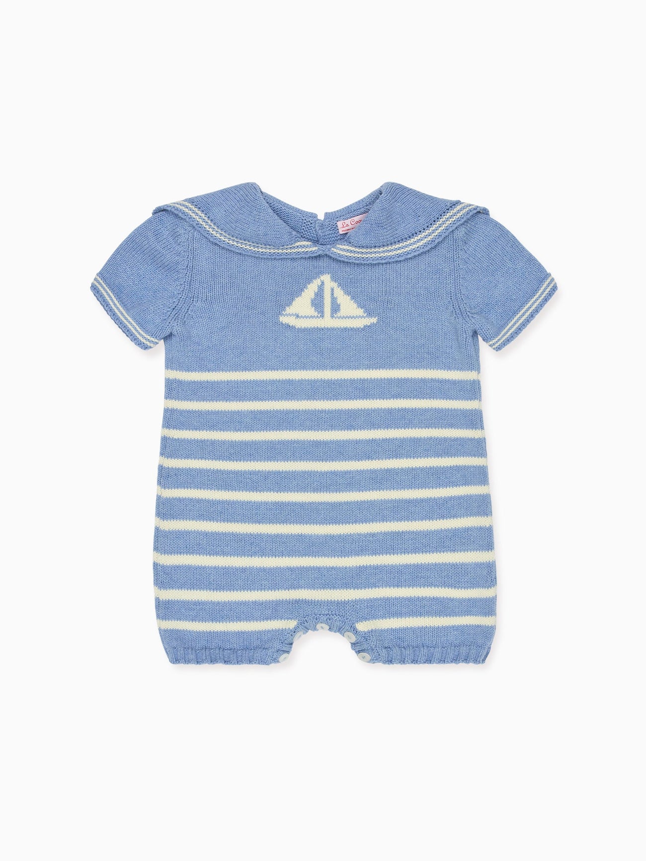 Blue Adrin Cotton Baby Knitted Playsuit