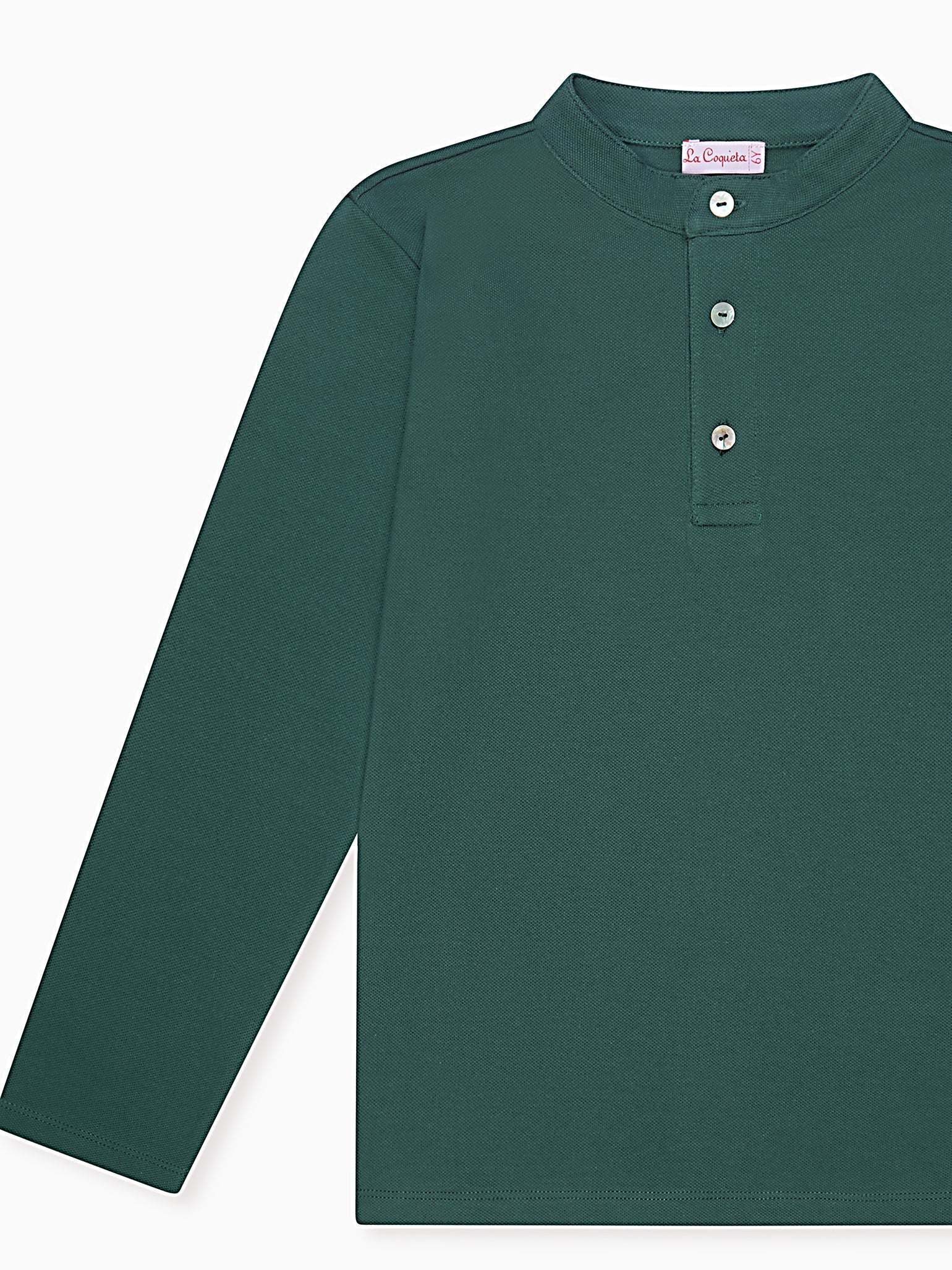 Green Alcomo Long Sleeve Boy Polo Shirt