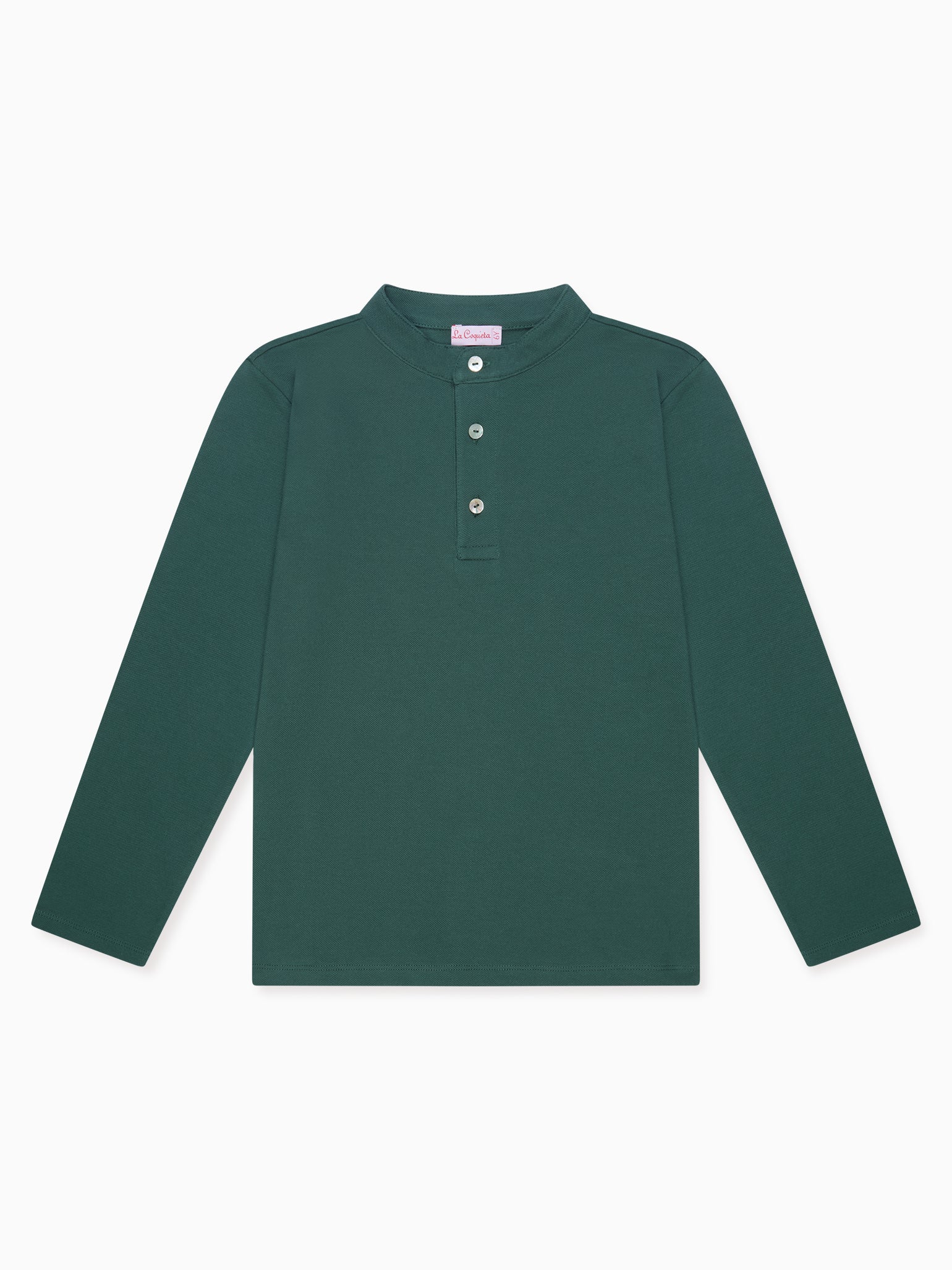 Green Alcomo Long Sleeve Boy Polo Shirt