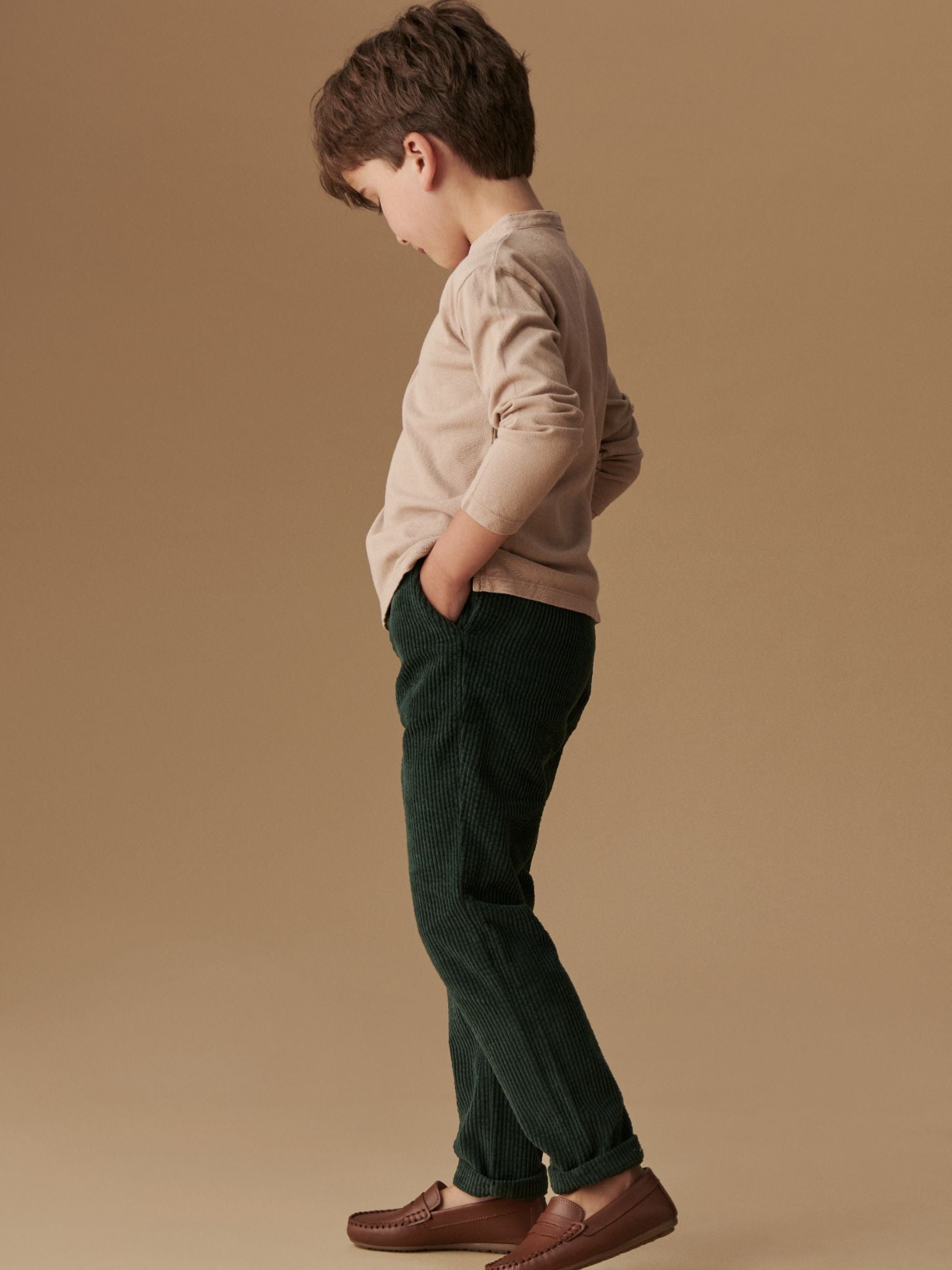 Olive Green Reinaldo Corduroy Boy Trousers