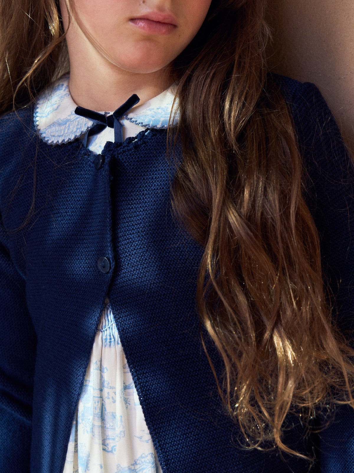 Navy Risa Merino Girl Cardigan