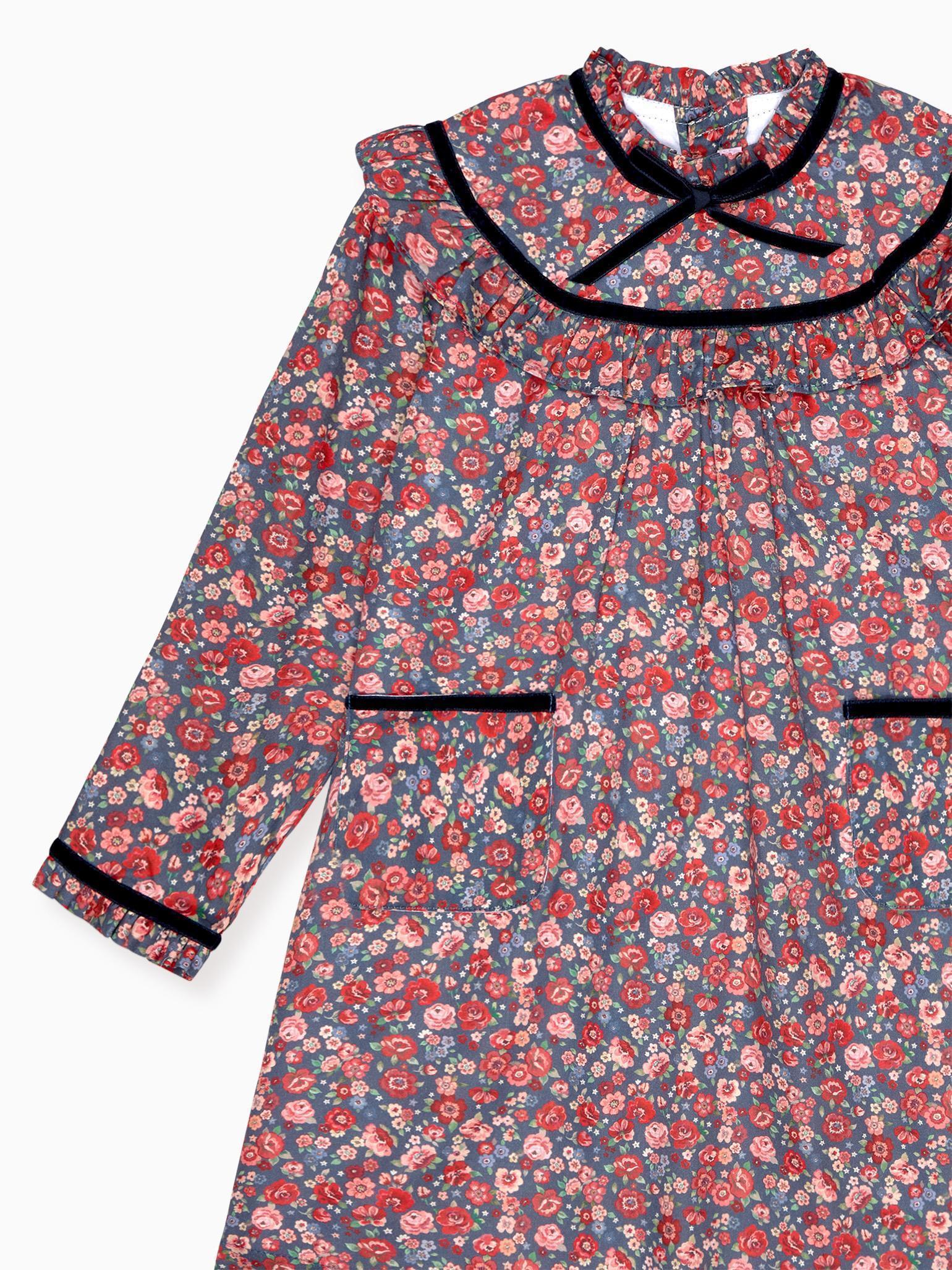 Navy Floral Alita Girl Empire Dress