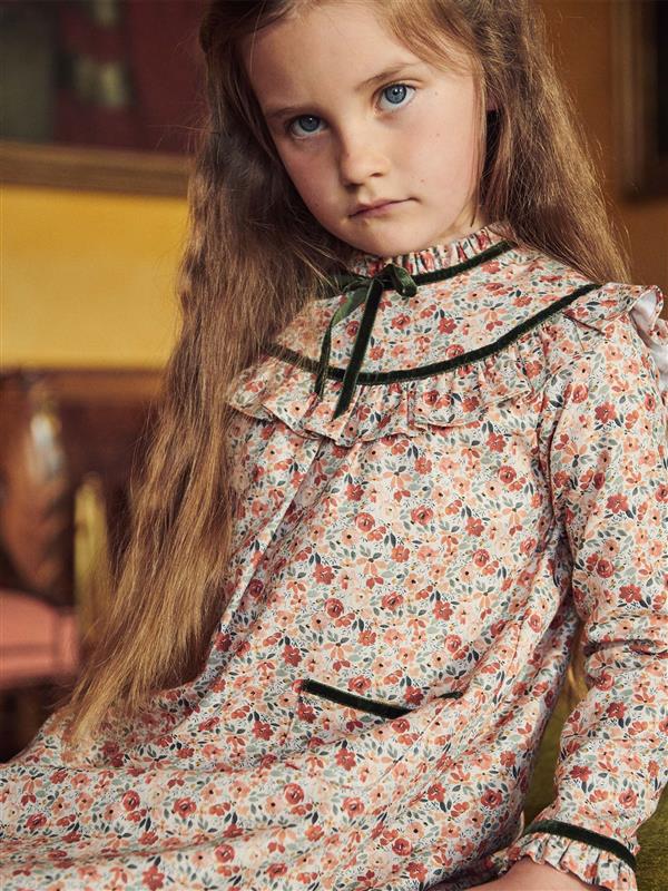 Terracotta Floral Alita Girl Empire Dress