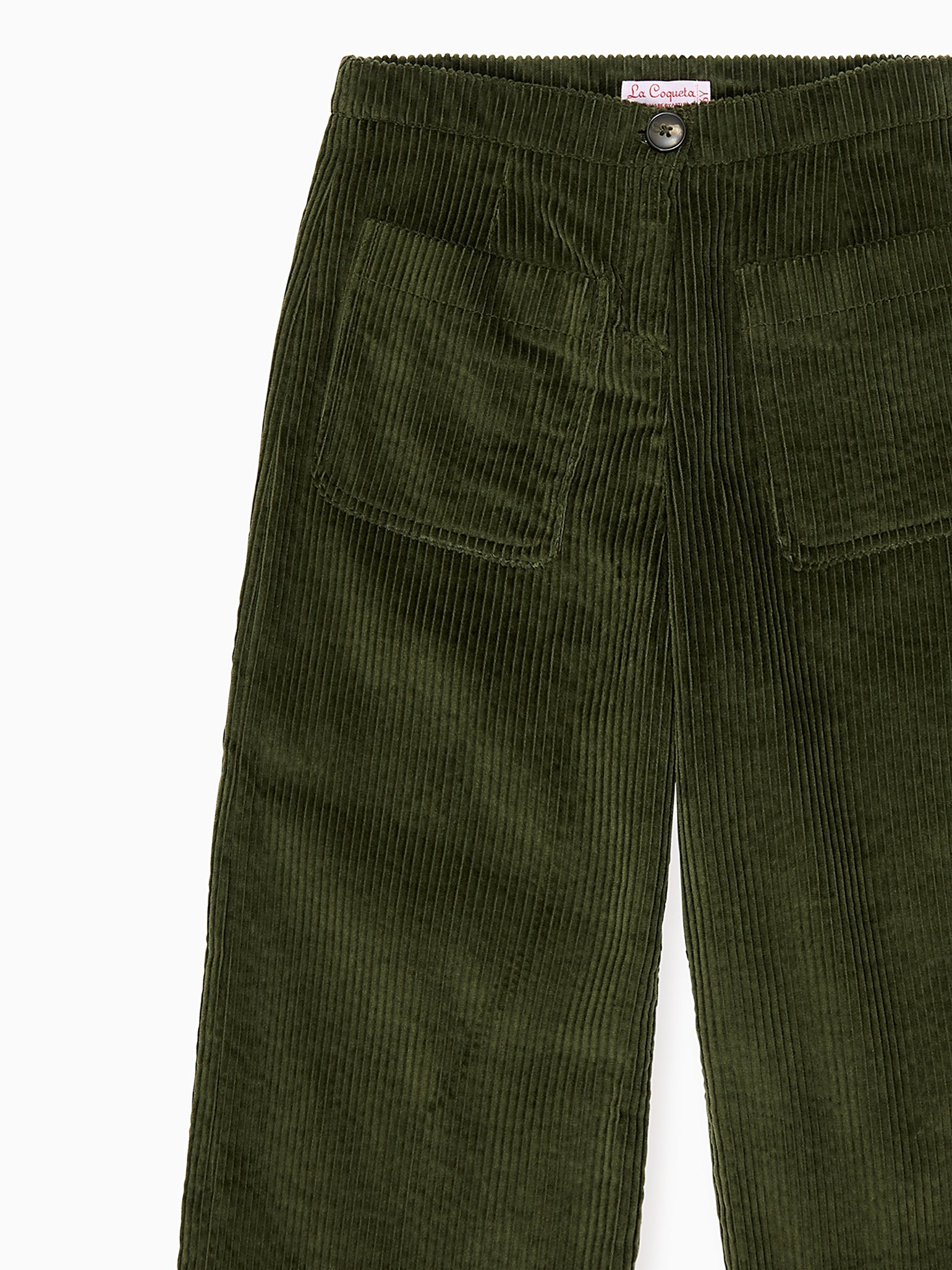 Olive Green Alma Corduroy Girl Trousers