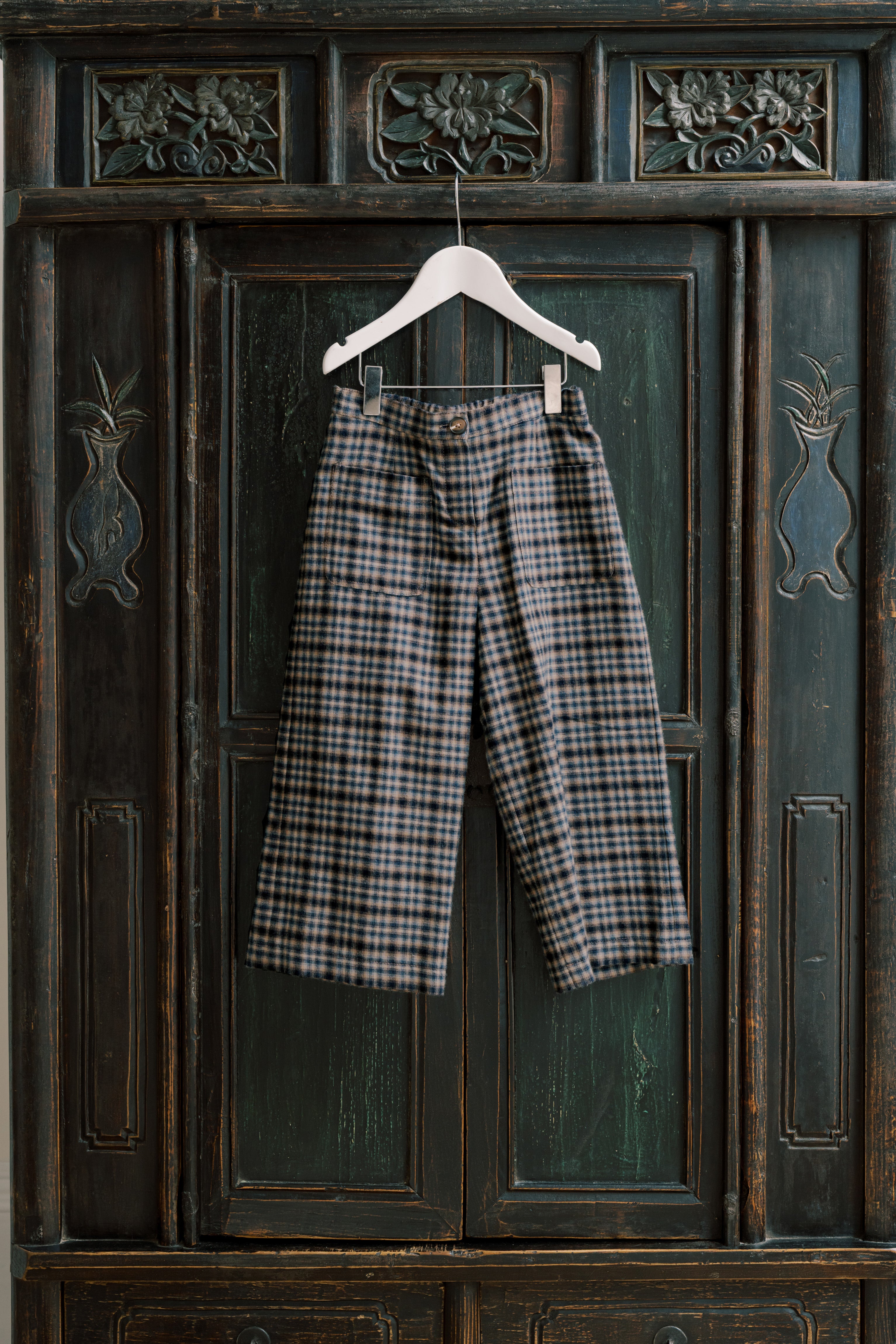 Navy Check Alma Girl Trousers