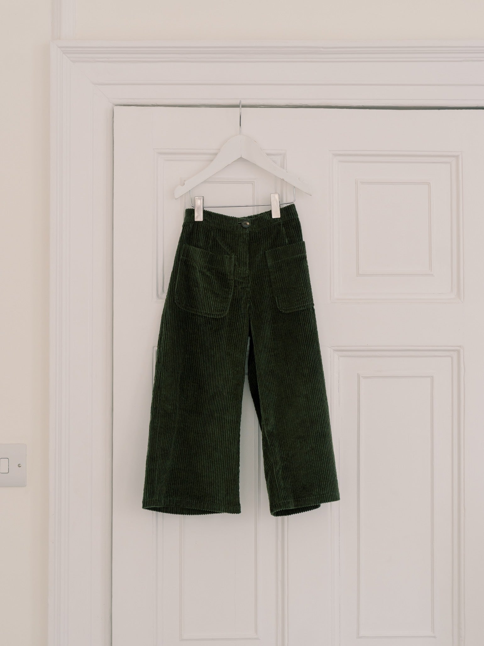 Olive Green Alma Corduroy Girl Trousers