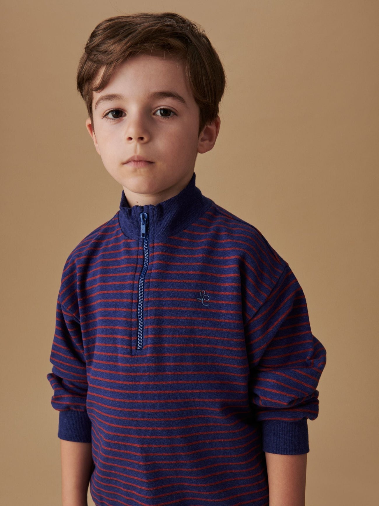 Burgundy Stripe Alva Long Sleeve Boy Top