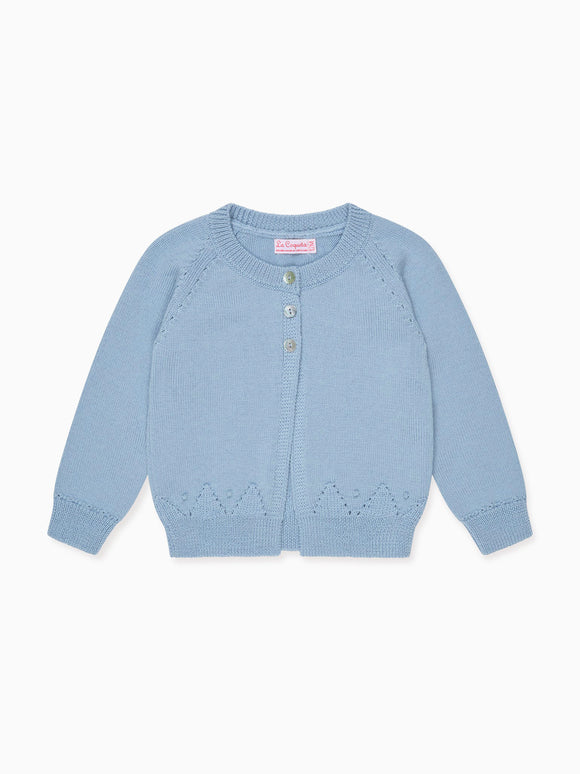 Dusty Blue Alvira Merino Baby Cardigan