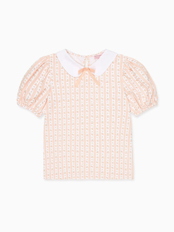 Pink Floral Stripe Anabelle Girl Top