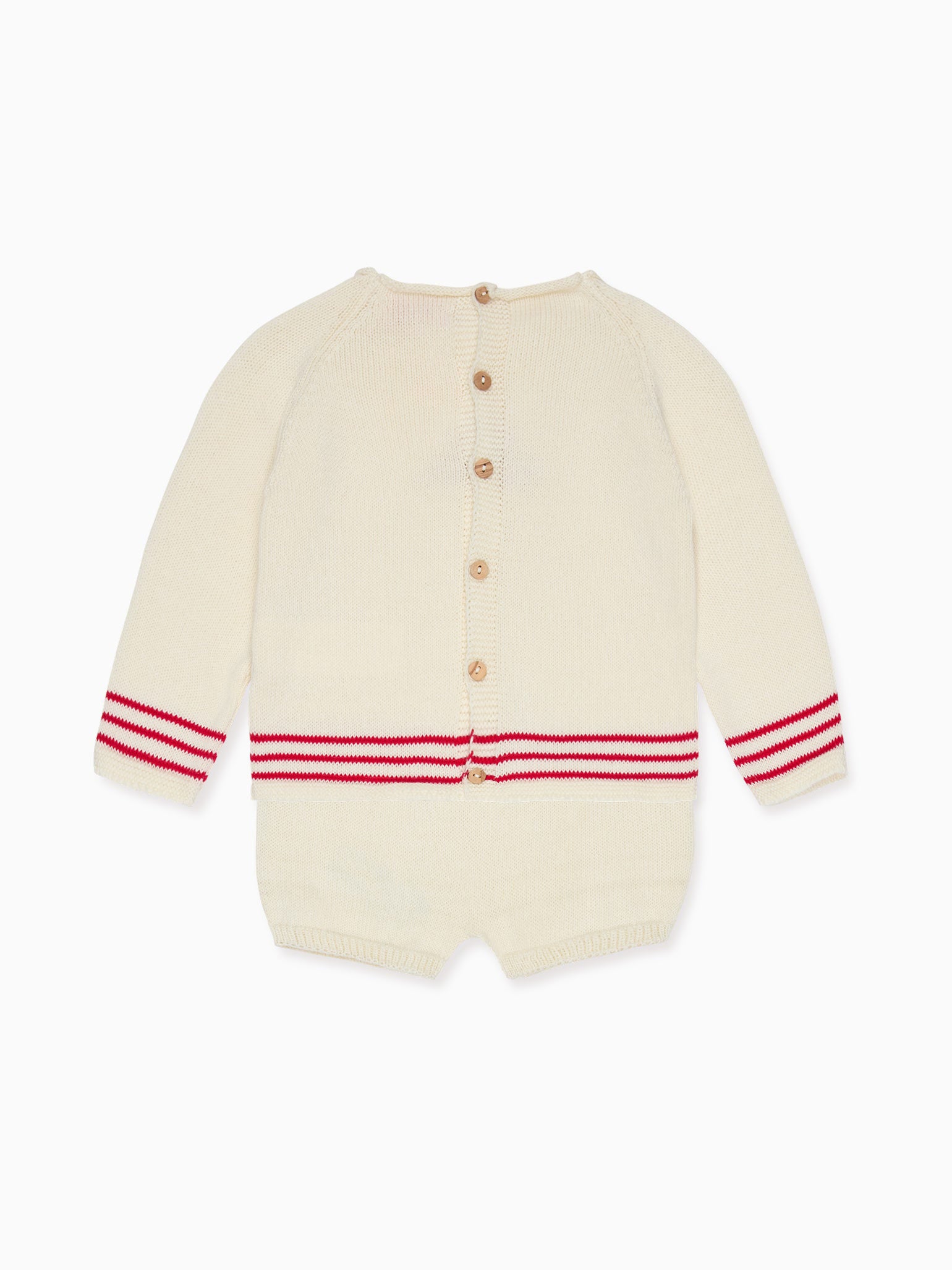 Red Stripe Ancla Cotton Baby Knitted Set