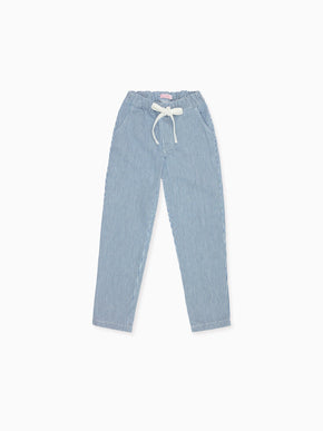 Blue Stripe Andreas Boy Cotton Trousers