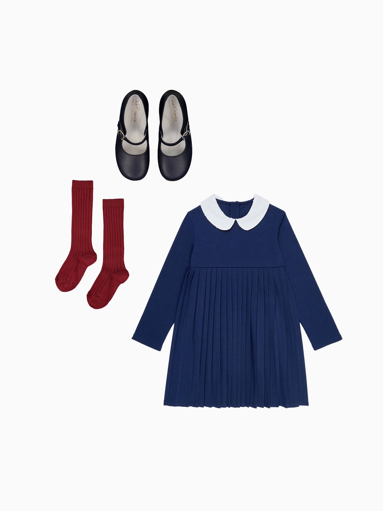 Anna Girl Dress, Knee High Socks & Mary Jane Shoes Outfit Bundle