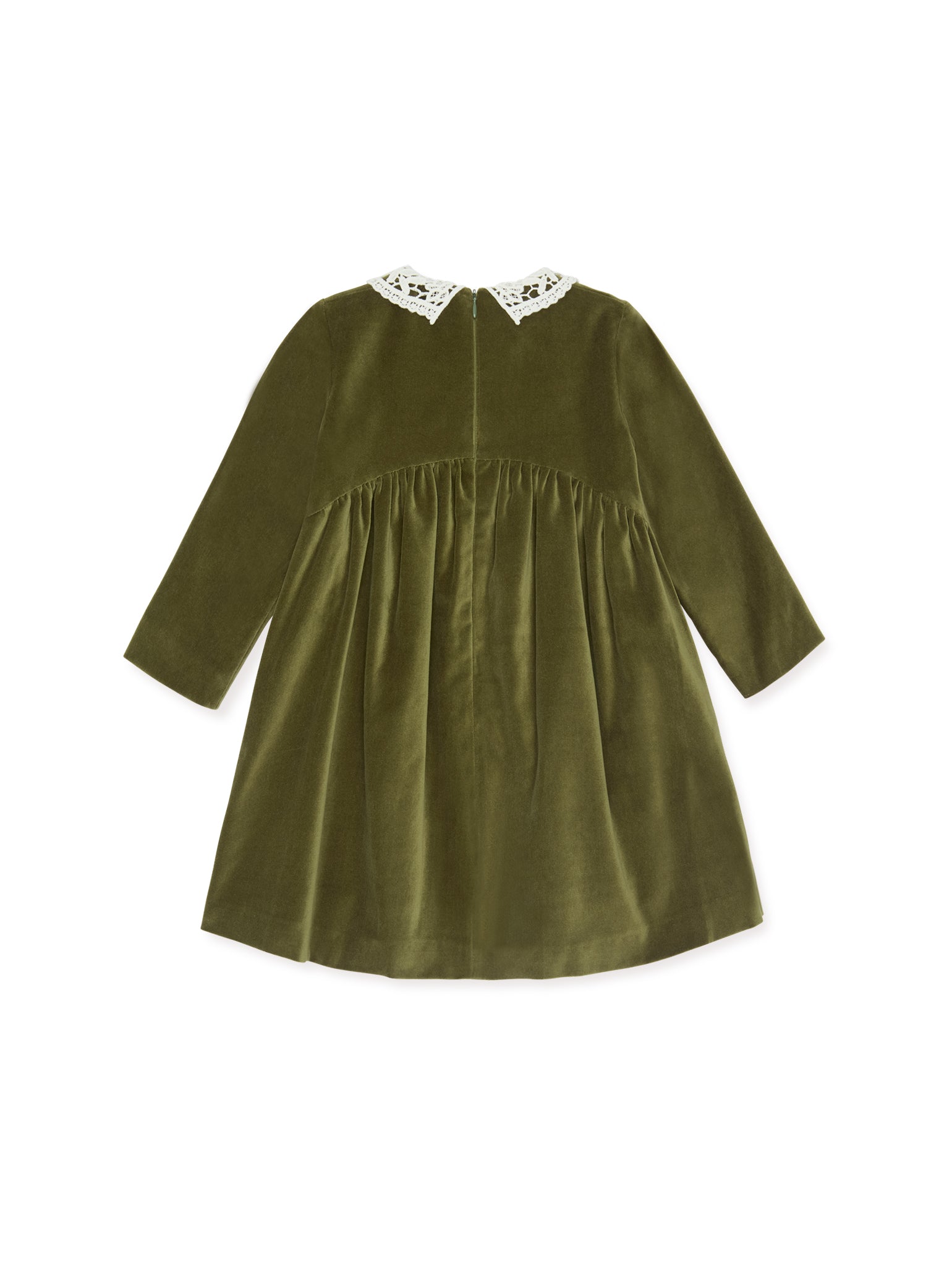 Green Antonella Velvet Girl Empire Dress