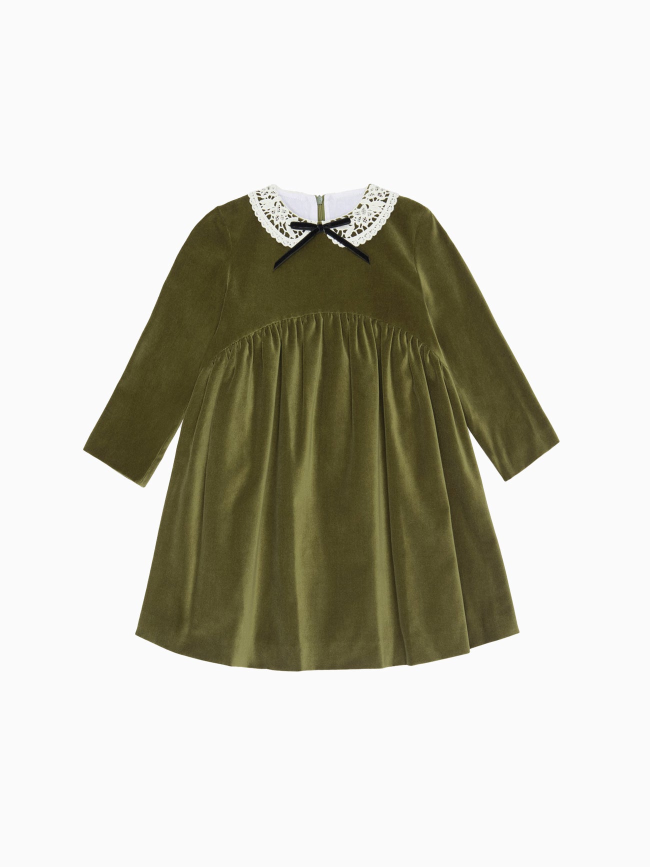 Green Antonella Velvet Girl Empire Dress