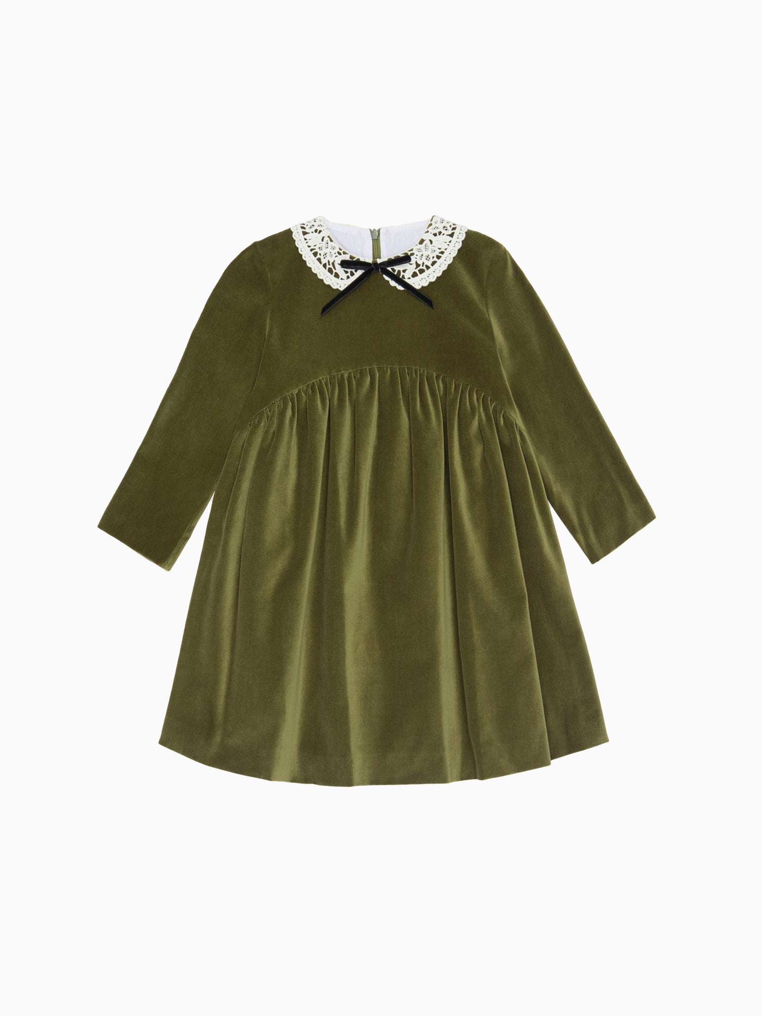 Green Antonella Velvet Girl Empire Dress