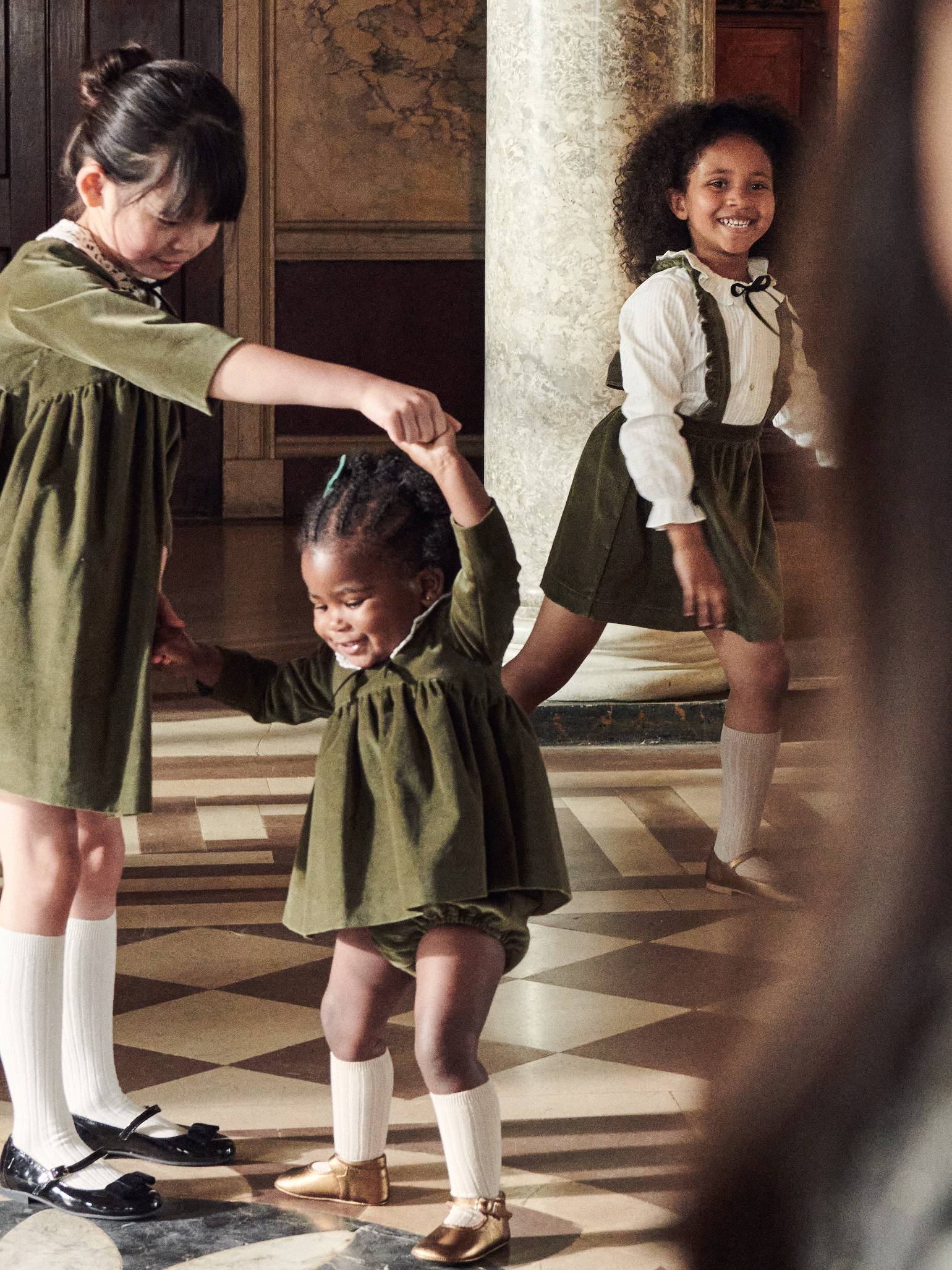 Green Antonella Velvet Baby Girl Set