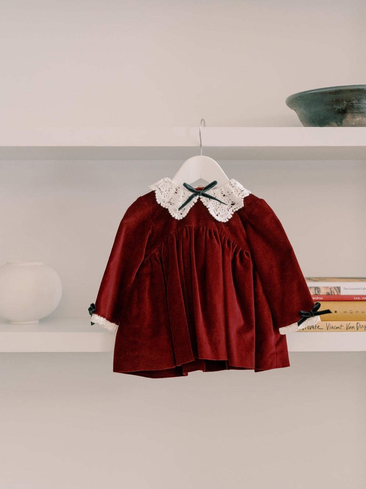 Burgundy Antonella Velvet Baby Girl Set