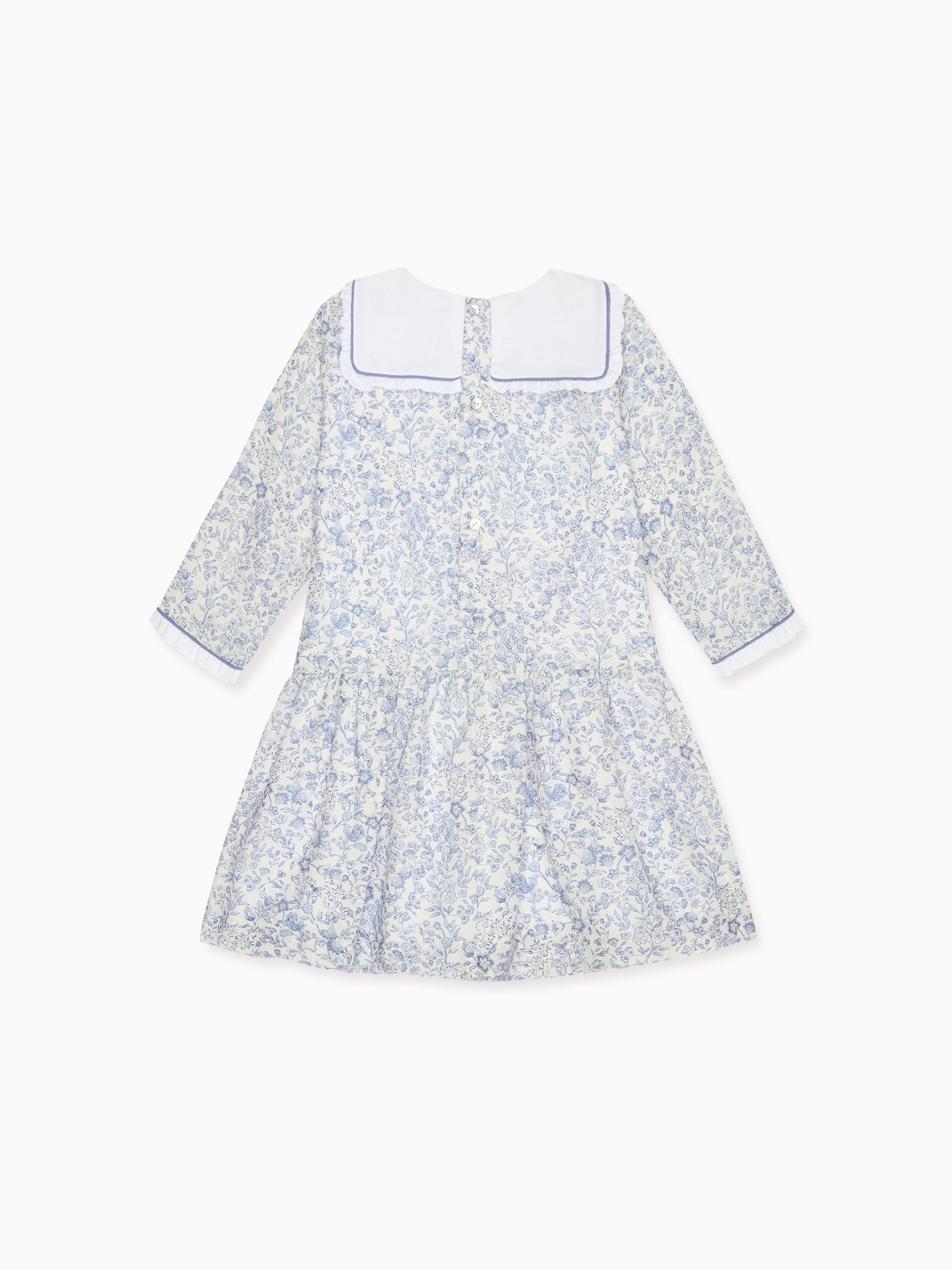 Dark Blue Floral Aranda Girl Drop Waist Dress