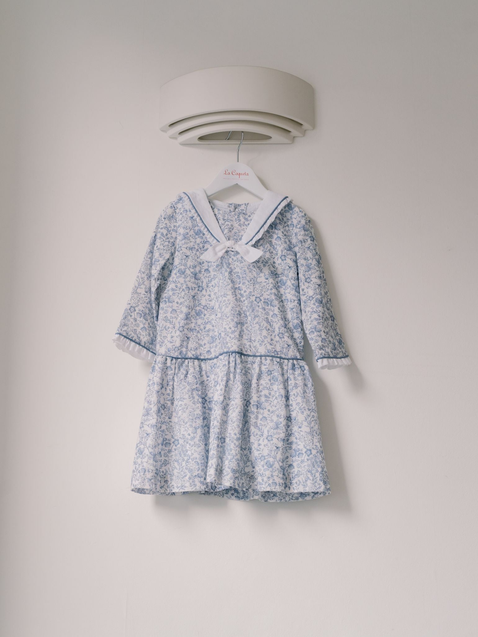 Dark Blue Floral Aranda Girl Drop Waist Dress