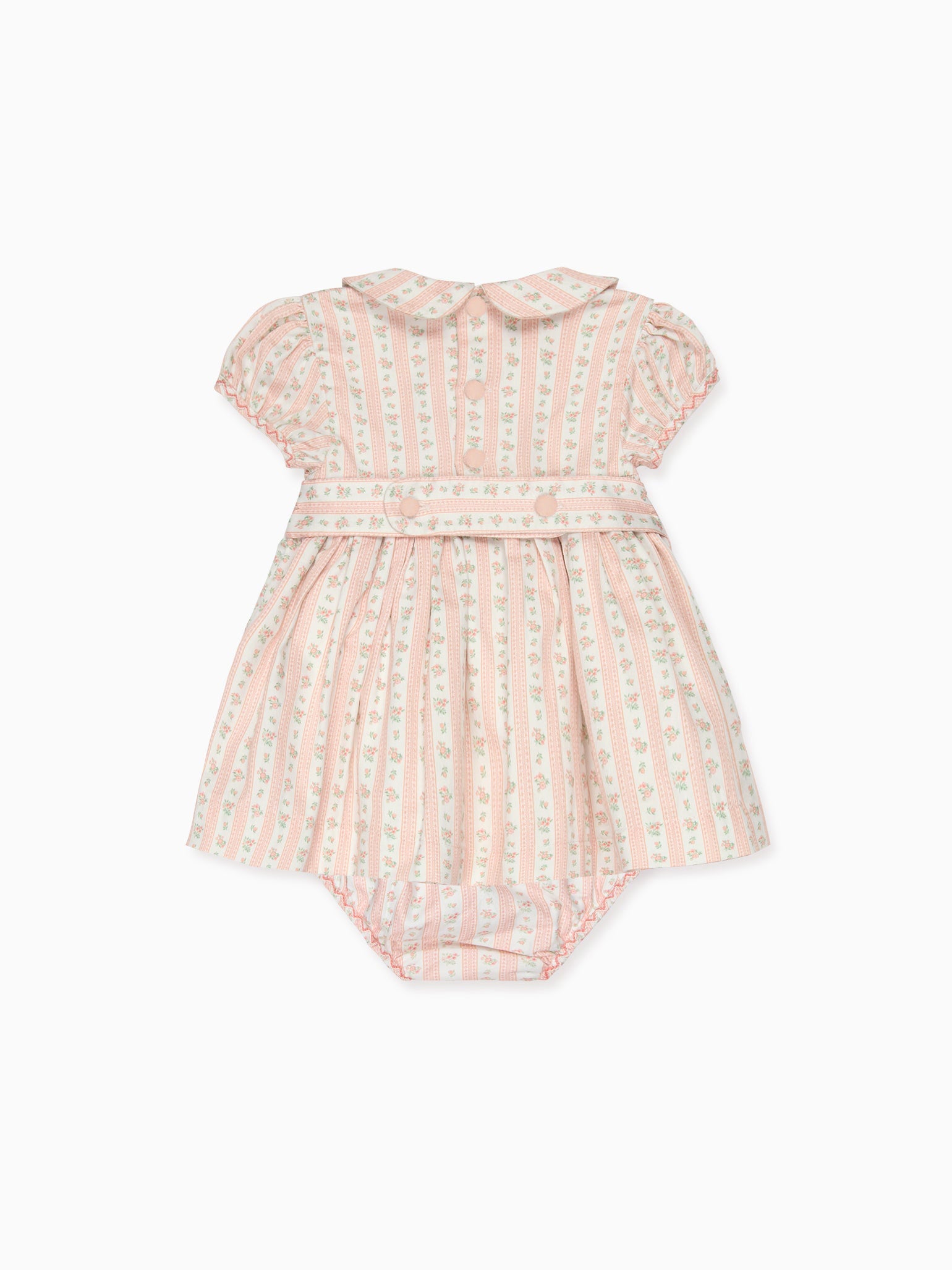 Pink Floral Stripe Arcadia Baby Girl Hand-Smocked Set