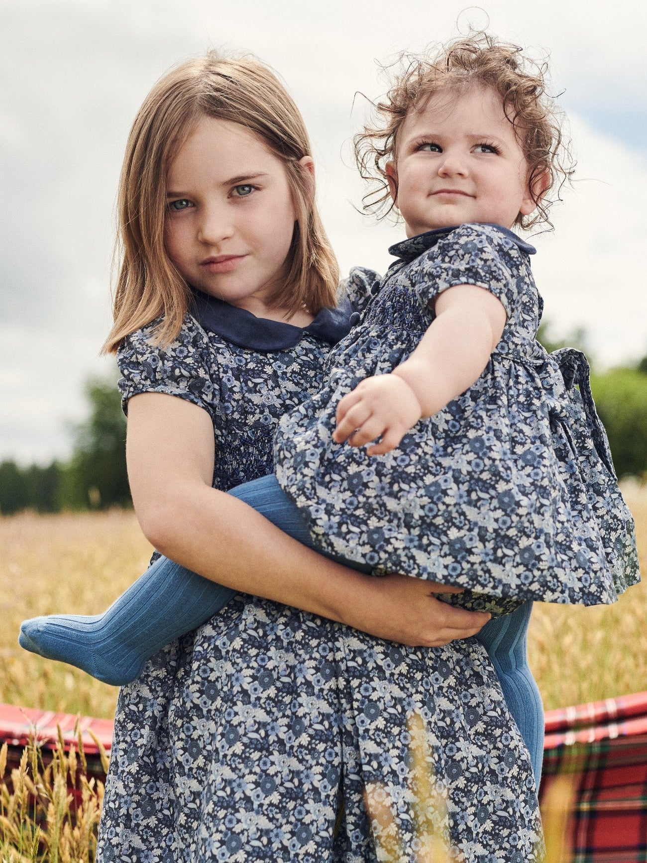 Navy Floral Arcadia Baby Girl Hand-Smocked Set