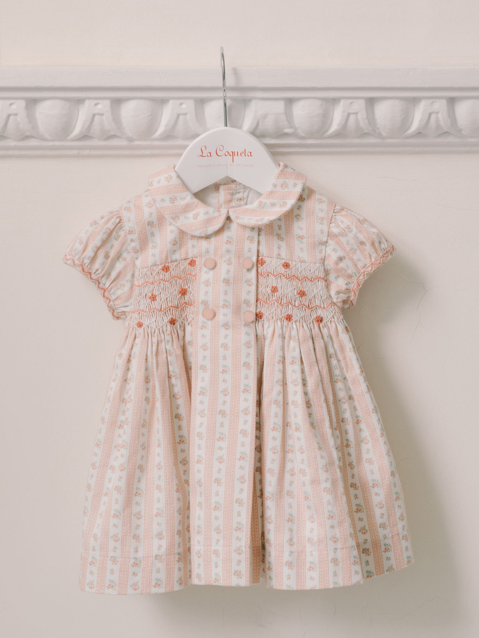 Pink Floral Stripe Arcadia Baby Girl Hand-Smocked Set
