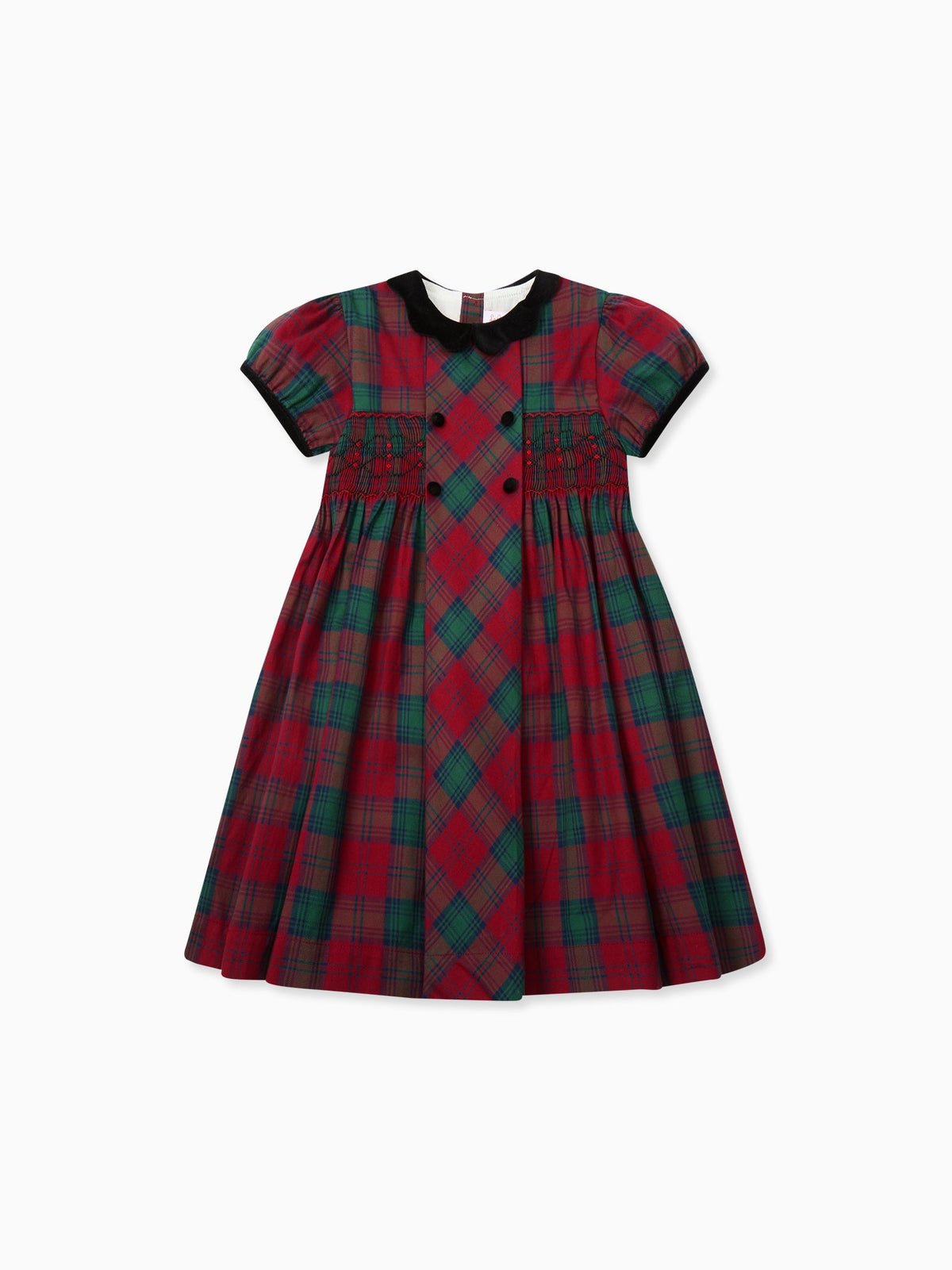 Green Tartan Arcadia Girl Hand-Smocked Dress