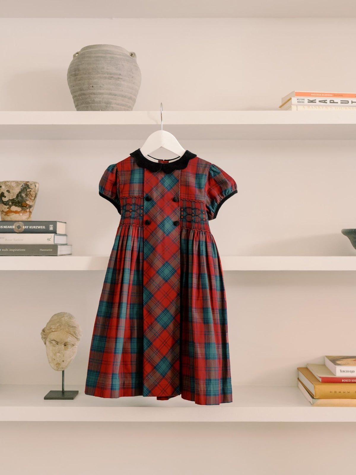 Green Tartan Arcadia Girl Hand-Smocked Dress