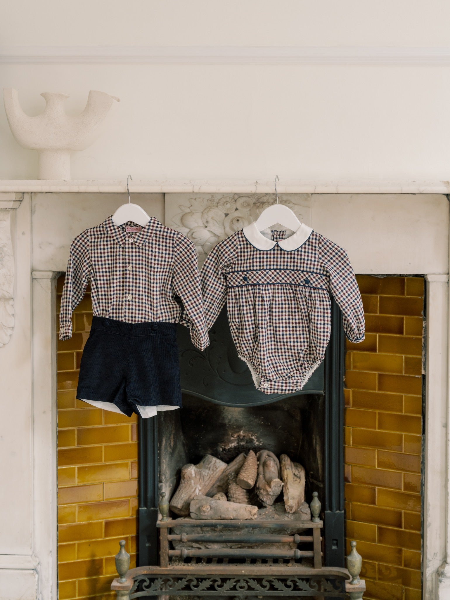 Burgundy Check Senna Baby Romper