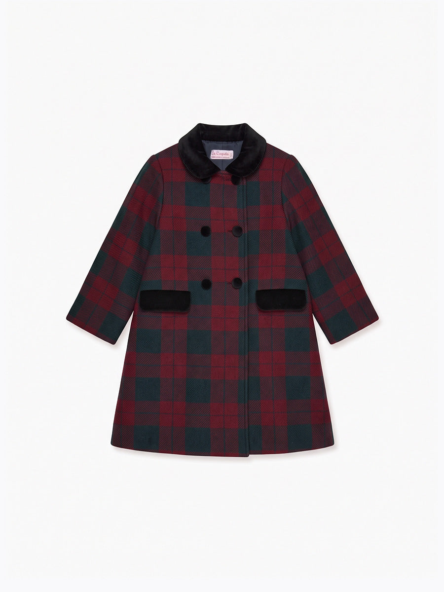 Burgundy Check Arrieta Girl Coat