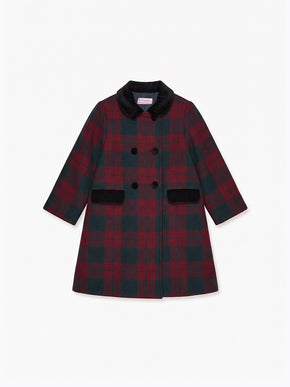 Burgundy Check Arrieta Girl Coat
