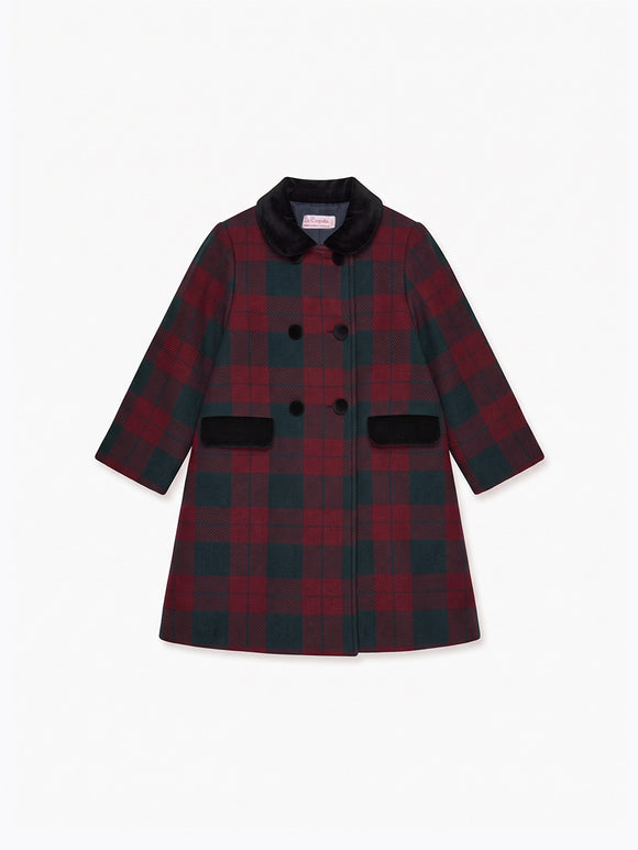 Burgundy Check Arrieta Girl Coat