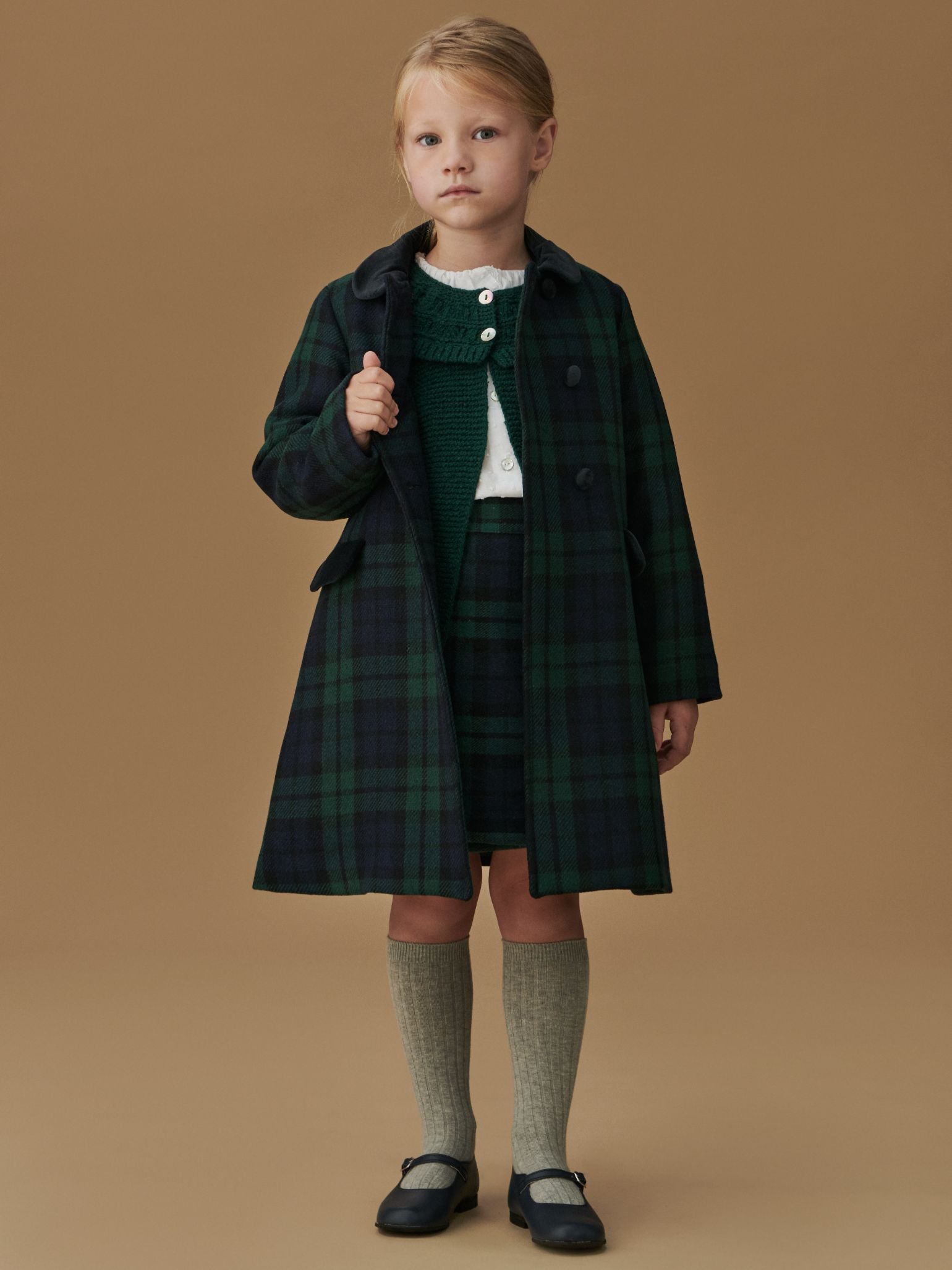 Green Tartan Arrieta Girl Coat