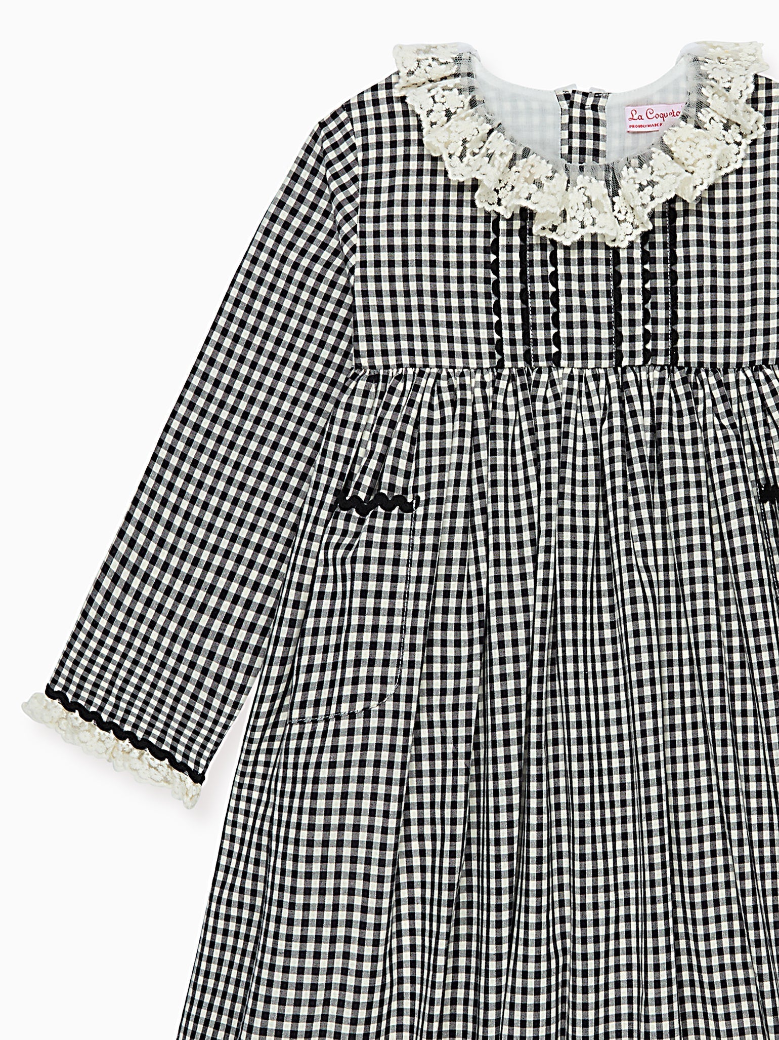 Black Gingham Aurelia Girl Empire Dress