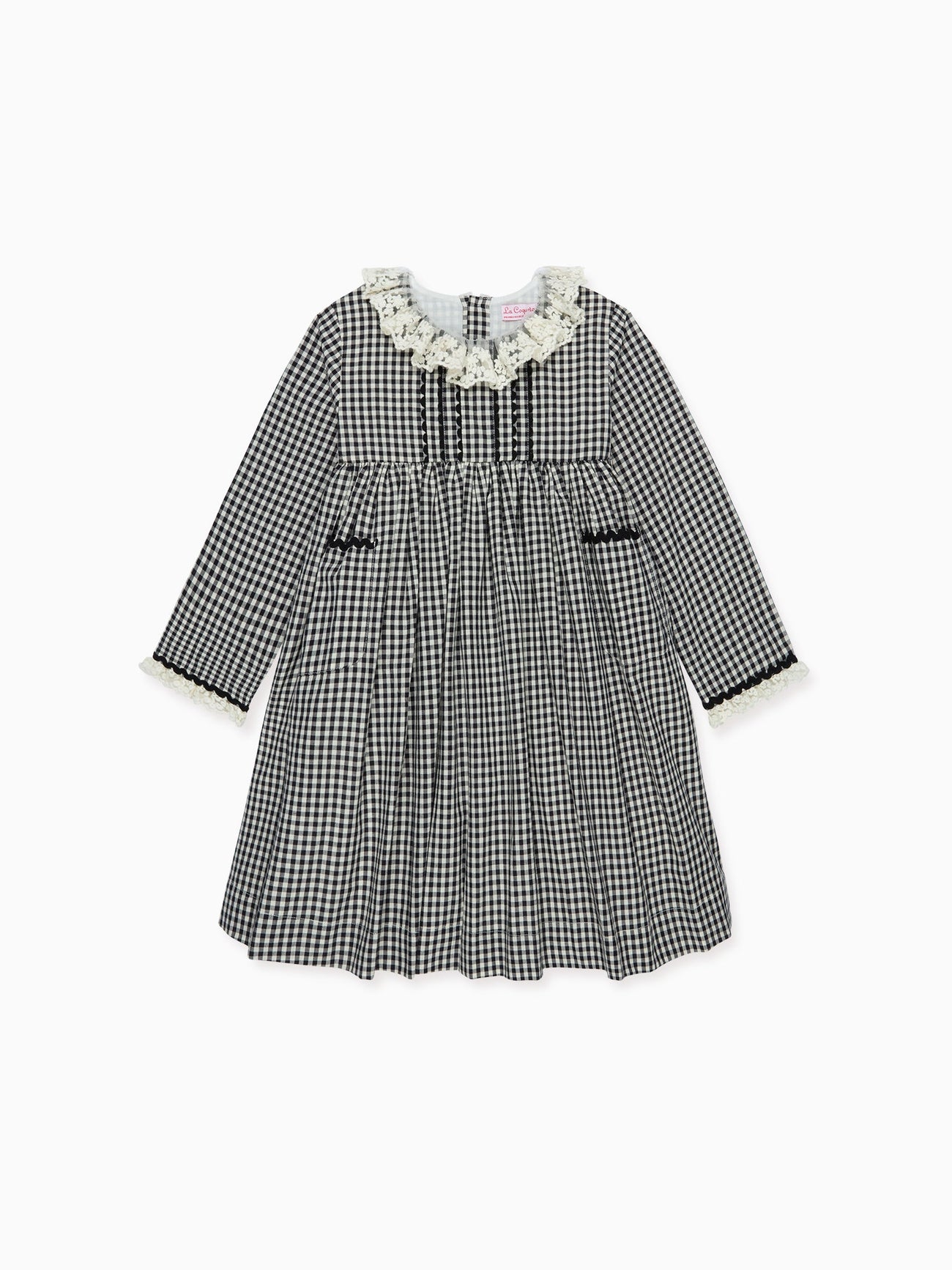 Black Gingham Aurelia Girl Empire Dress
