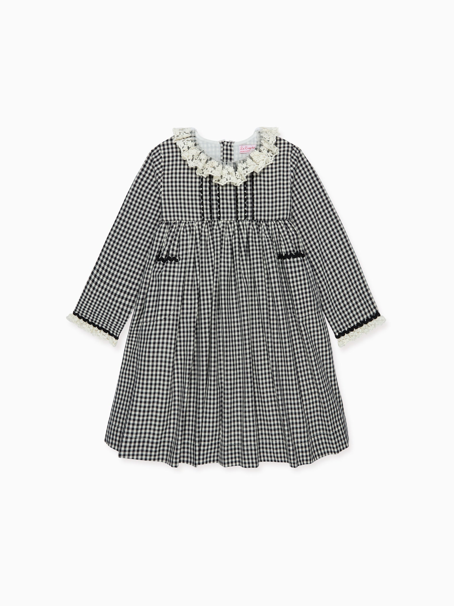 Black Gingham Aurelia Girl Empire Dress
