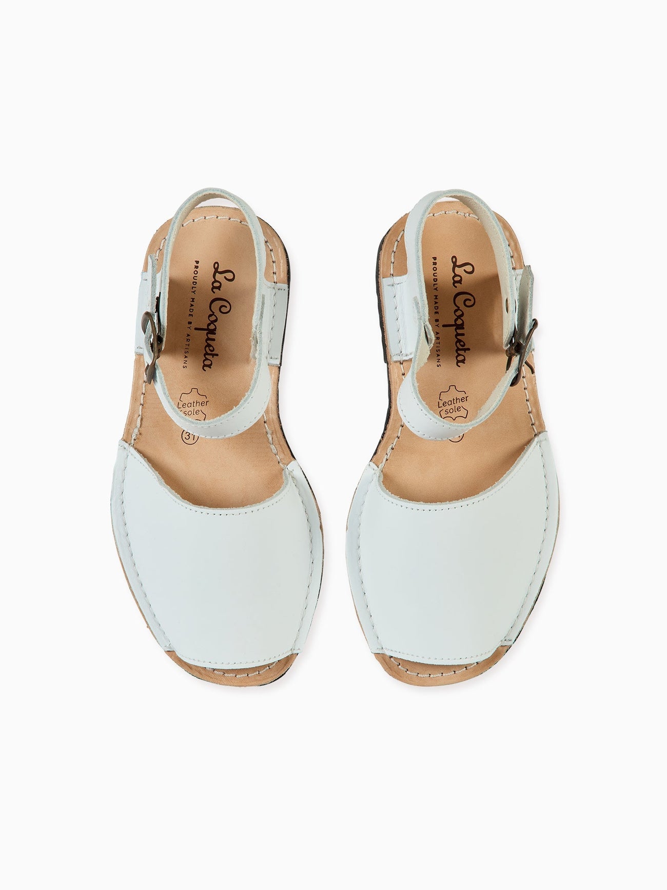 White Avarca Leather Kids Sandals