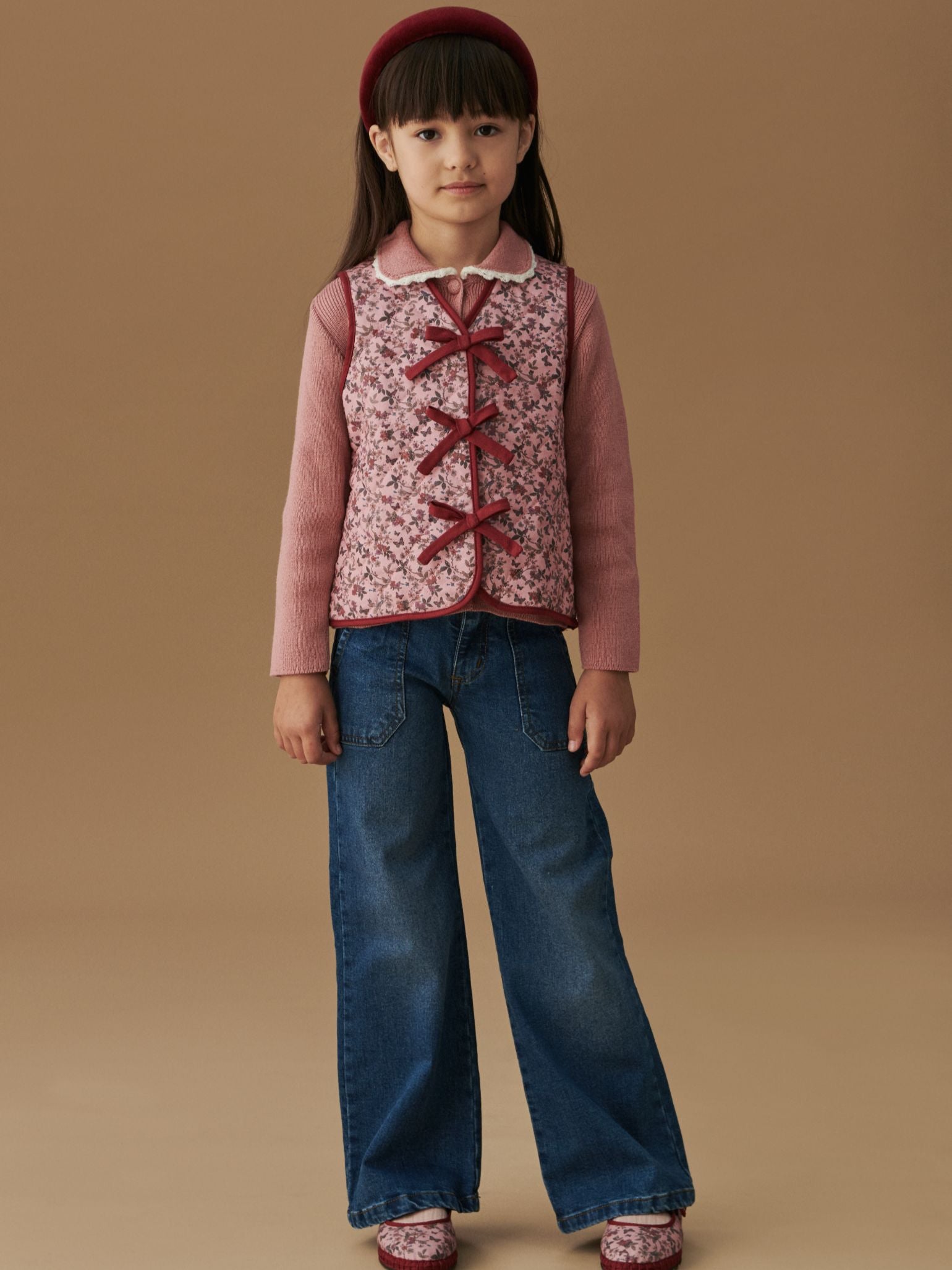 Dusty Pink Floral Azari Girl Gilet