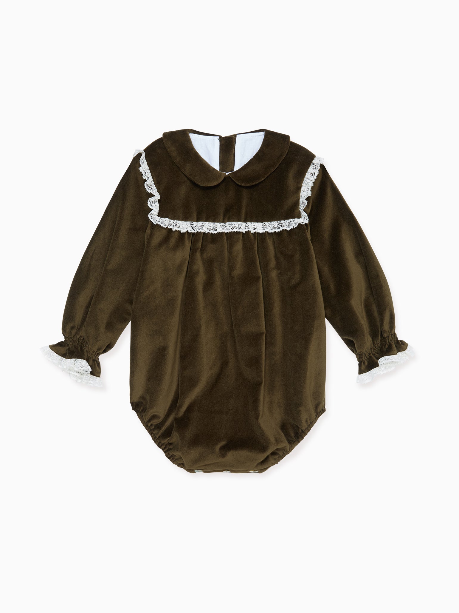 Green Azura Velvet Baby Girl Romper