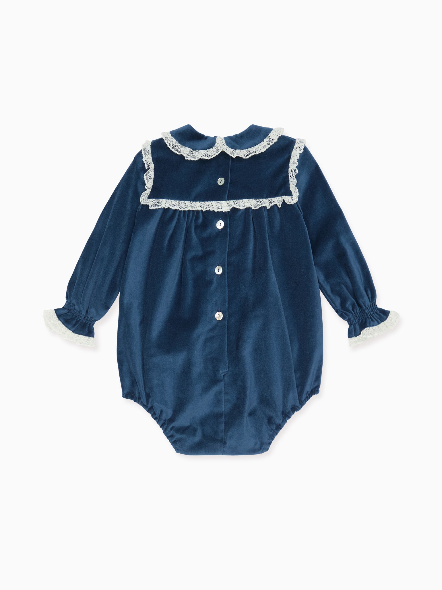 Blue Azura Velvet Baby Girl Romper