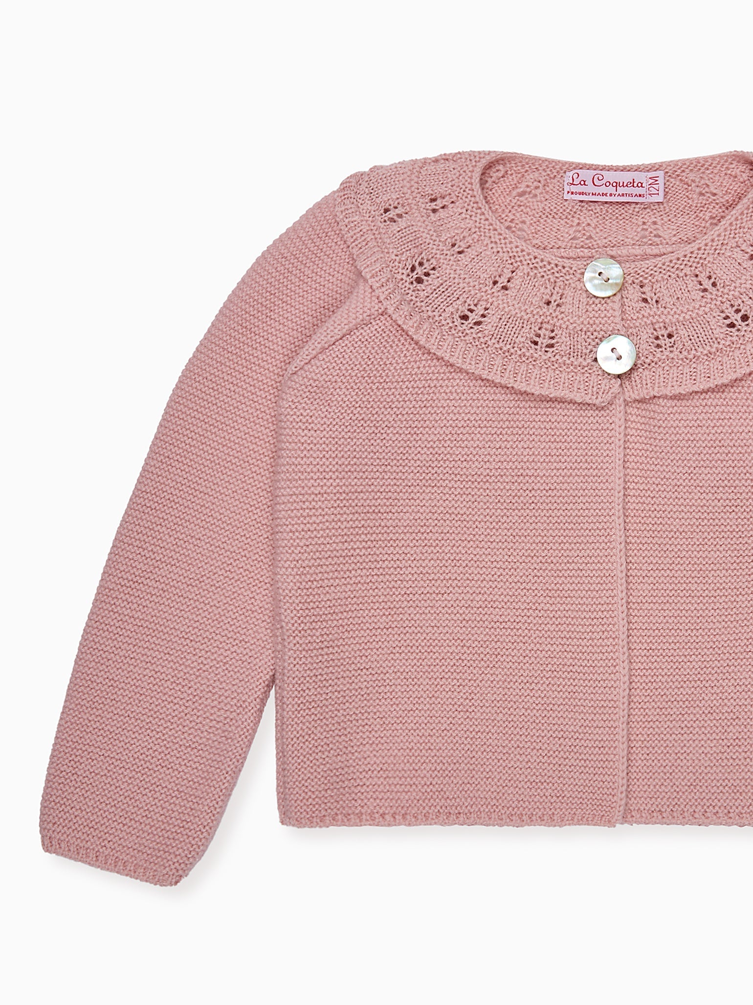 Dusty Pink Baena Merino Baby Girl Cardigan