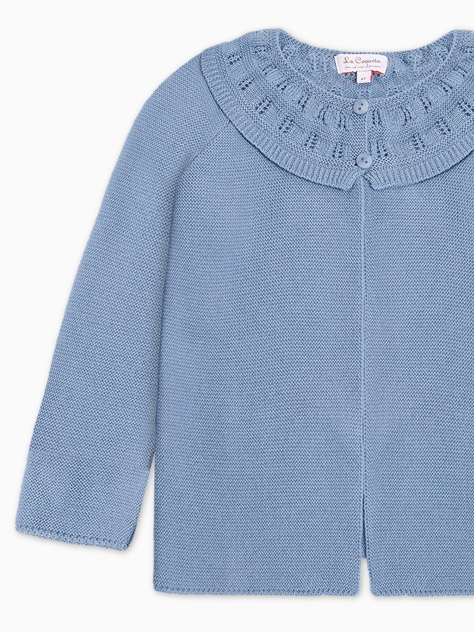 Dusty Blue Baena Merino Girl Cardigan