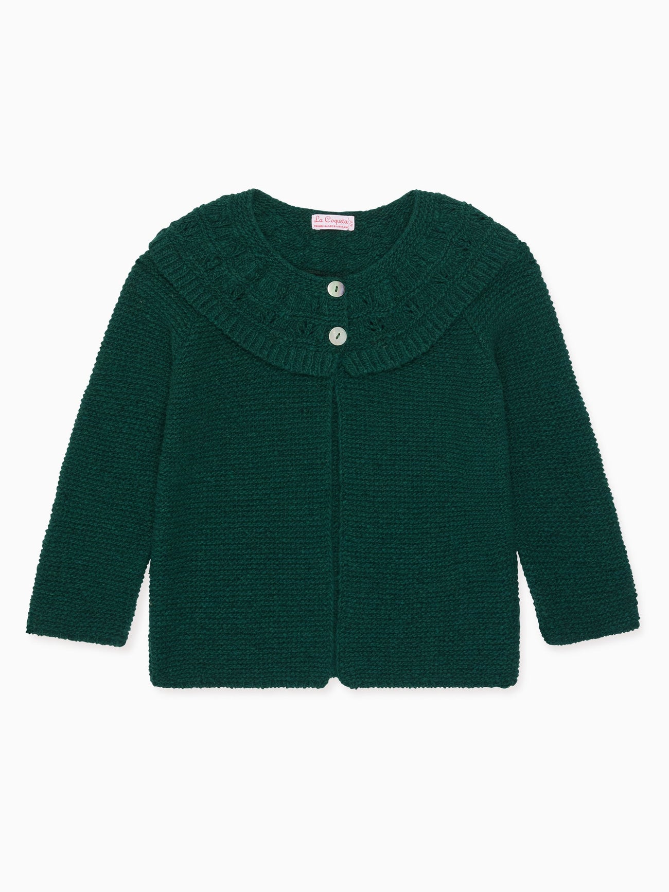 Forest Green Baena Merino Girl Cardigan