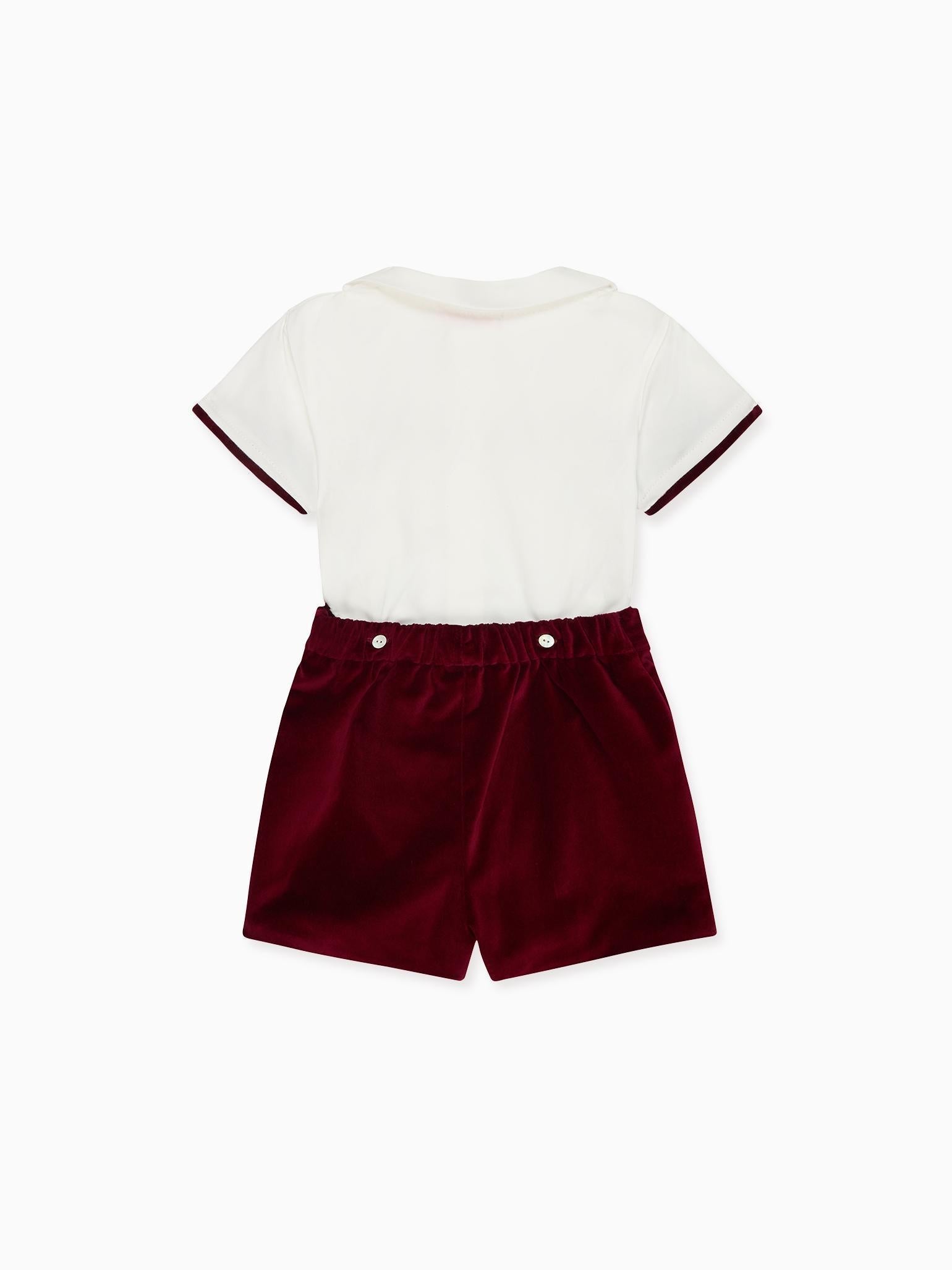 Burgundy Bautista Baby Boy Hand-Smocked Set