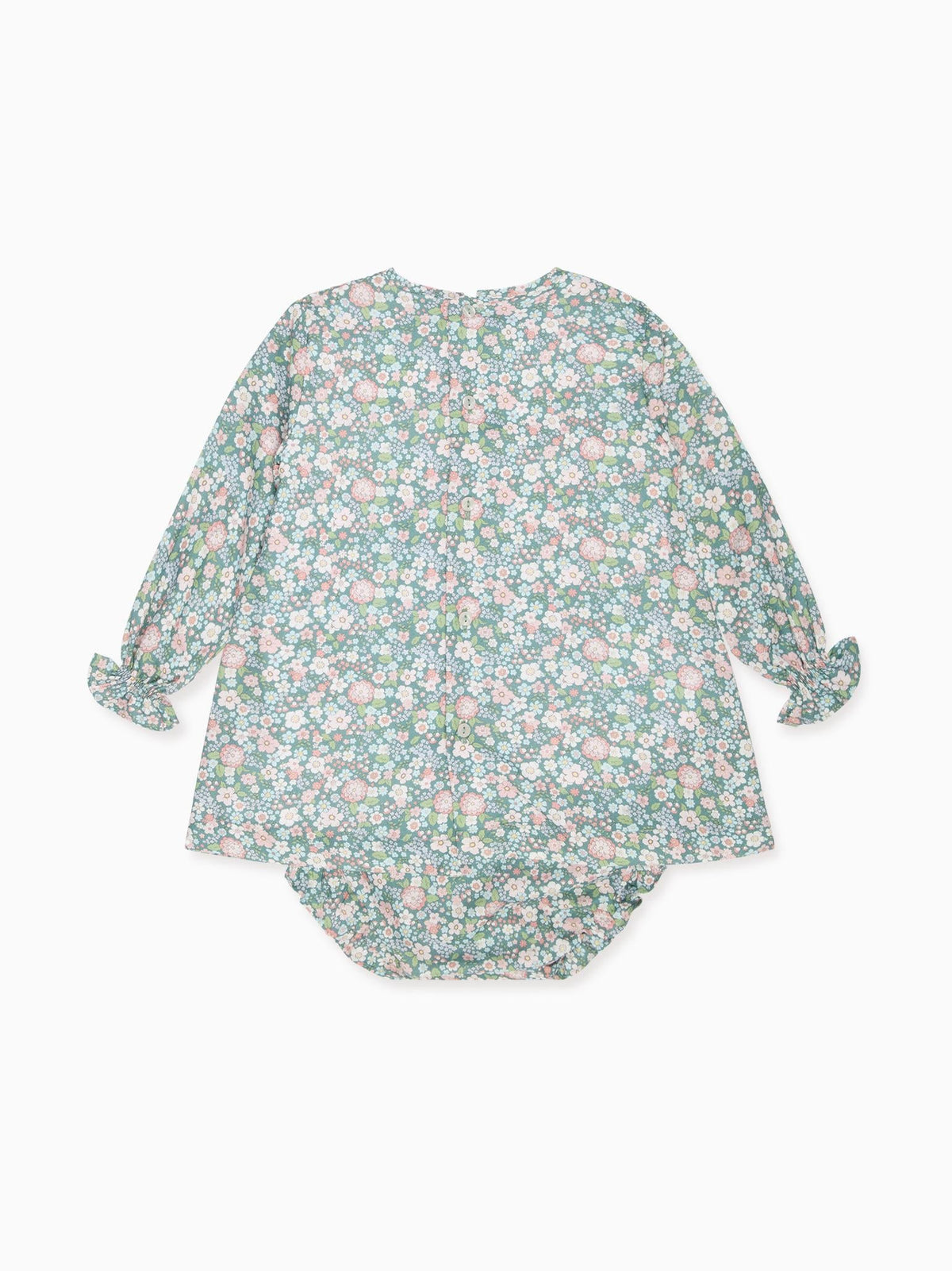 Green Floral Belia Baby Girl Smocked Set